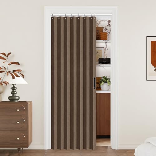 Vatge Door Curtains for Doorways - Brown Curtains for Closets Doors Privacy Room Divider for Room Separation,1 Panel with Tieback, W39 x L78, Brown - color: Brown, size: 39"W x 78"L (Pack of 1)