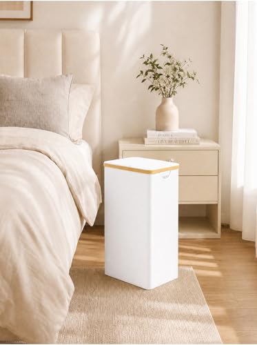 IEGrow Laundry Hamper with Lid,110L Laundry Basket with Mesh Bags,White | Dirty Clothes Hamper Basket with Bamboo Handle for Clothes Towels - color: White, size: 110L