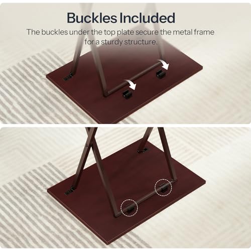 HOOBRO Folding TV Tray Tables, Set of 2 Side Table for Small Space, Industrial Snack Tables for Eating at Couch, Stable Metal Frame, Easy Assembly, Space Saving, Brown BR25BZ01 - color: Brown