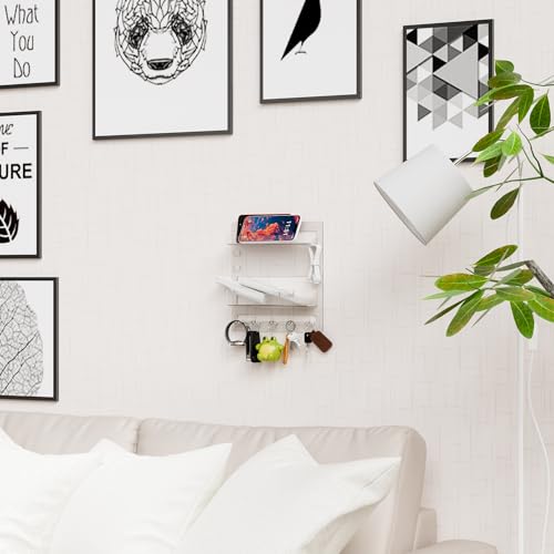 Bedside Shelf for Dorm Bed,Rv,Small Room and Nightstand,Wall Mounted Floating Shelves and Bedside Wall Organizer for Remote,Phone Holder,Charging Shelf,Cute Bedroom Decor for College Girl,Clear