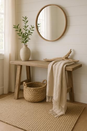Artissance 35" Long 10" Wide Elmwood Bench, Natural Wood - size: 20H x 35W x 10L
