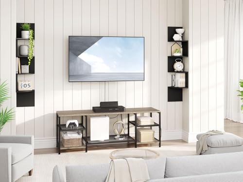 HOOBRO Corner Shelf Wall-Mounted, Set of 2 Floating Corner Shelves for Wall, 4-Tier Corner Bookshelves for Living Room, Bedroom, Bathroom, Home Office, Black BK25BJP201 - color: Black, size: 41.3 Inches