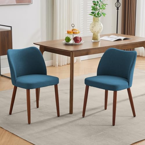 GarveeHome Wooden Dining Chairs Set of 4, Dining Room Chairs with Wood Legs | Upholstered Armless Kitchen Chairs with Back Thick Cushions for Kitchen/Living Room/Restaurant, Tool-Free Assembly, No Wobble - color: Navy Blue