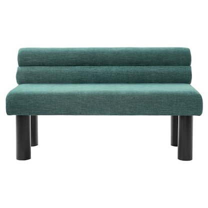 Christopher Knight Home Wally Fabric Upholstered Dining Bench, Long Dining Room Chair, Wooden Entryway Bench, Bedroom End of Bed Bench, Teal Green+Black - color: Teal Green+black