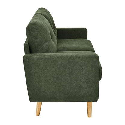 67" Green Loveseat Sofa, Mid Century Modern Love Seat Sofas and Comfy Couches for Living Room, Button Tufted Small Cloud Couch for Bedroom Office Apartment Small Space, Easy Assembly (Dark Green) - color: Dark Green