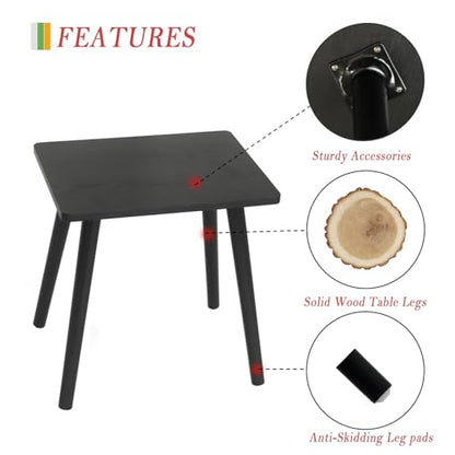 AWASEN Side Table, Small Black End Table for Living Room Bedroom Office Small Spaces, Modern Accent Side Table Nightstand with Solid Wood, Easy Assembly, (Black) - color: Black