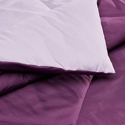 Amazon Basics Reversible Lightweight Microfiber All Season Bed Comforter Blanket, Plum/Light Purple, Twin/Twin XL - color: Plum / Light Purple, size: Twin/Twin XL