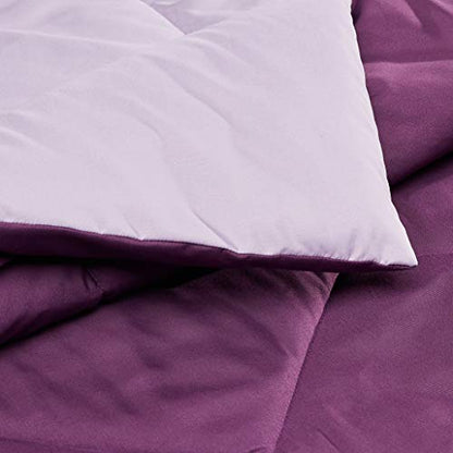 Amazon Basics Reversible Lightweight Microfiber All Season Bed Comforter Blanket, Plum/Light Purple, Twin/Twin XL - color: Plum / Light Purple, size: Twin/Twin XL