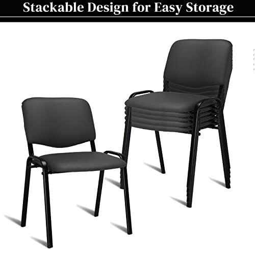 VINGLI 5-Pack Waiting Room Chairs, Stackable Chair for Office, Pu-Grey | Stacking Chairs, Armless Church Chairs, Space-saving, Guest & Reception, Office Lobby, Business Hall - color: Pu-grey, size: 5-pack