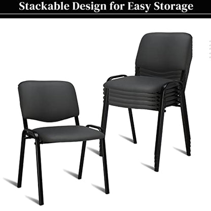 VINGLI 5-Pack Waiting Room Chairs, Stackable Chair for Office, Pu-Grey | Stacking Chairs, Armless Church Chairs, Space-saving, Guest & Reception, Office Lobby, Business Hall - color: Pu-grey, size: 5-pack
