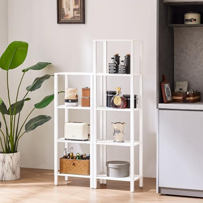 YUFAM 4-Tier Tall Slim Bookshelf, Small Bookcase for Small Spaces, White - color: White, size: 4-Tier