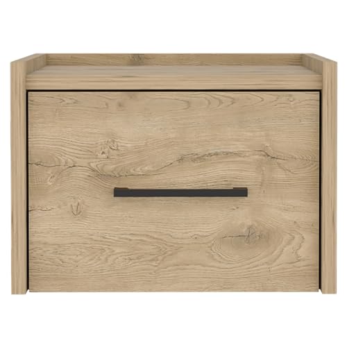 Floating Nightstand Boa End Table Wall Mounted Single Drawer with Handle Macadamia Finish Ideal for Small Bedrooms