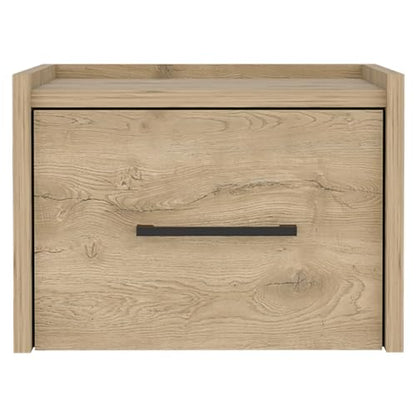 Floating Nightstand Boa End Table Wall Mounted Single Drawer with Handle Macadamia Finish Ideal for Small Bedrooms