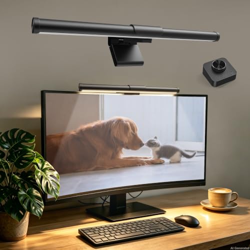 Fortunepro Monitor Light Bar, Monitor Light Backlight Desk Lamp with Remote | Eye Care USB Computer Lamp Adjustable Brightness/Color Temperature ScreenBar LED No Glare Desk Lamp for Home Office Gaming