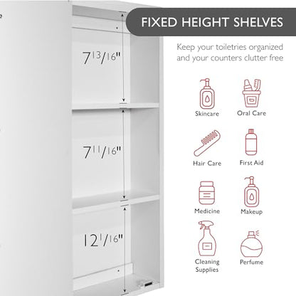 Design House Wyndham Tri-View Medicine Cabinet, 36", White | Wall Mount, Transitional, Wood, Bath, 545103-WHT - color: White, size: 36 in. W x 30 in. H