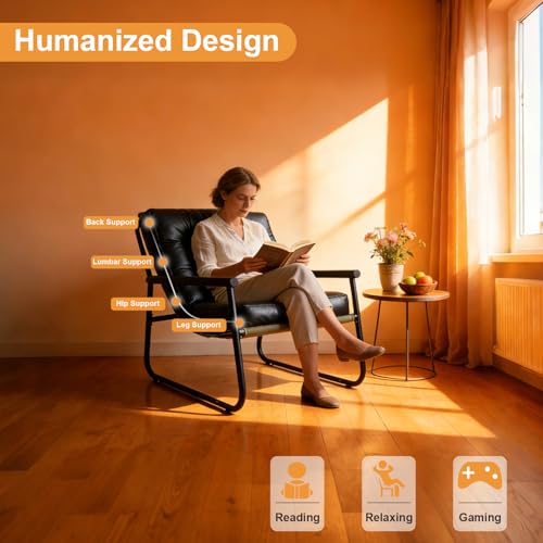 Lightdot Modern Accent Chair Heavy Duty Sturdy Armchair Green Fabric Lounge Chair Ergonomic Design Upholstered Comfy Leisure Chair with Large Frame Suit for Living Room/Bedroom - color: Green