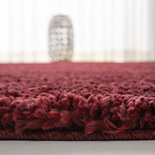 SAFAVIEH August Shag Collection Accent Rug - 2'3" x 4', Burgundy, Solid Design, Non-Shedding & Easy Care, 1.2-inch Thick Ideal for High Traffic Areas in Entryway, Living Room, Bedroom (AUG900S) - color: Burgundy, size: 2'3" x 4' (Rectangular)