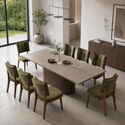 YOUNIKE Wood Frame Green Dining Chair, Chenille Fabric, Single Pack | Modern Ergonomic Upholstered Kitchen & Dining Room Chairs, Double-Layer Backrest, Comfy Soft Cushion, Easy to Assembly - color: Green