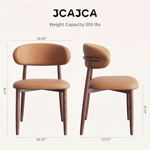 Kitchen Dining Chairs Set of 2 Modern Upholstered Leather Farmhouse Dining Room Chair with Metal Legs, Brown/Walnut - color: 18 Inch Brown/Walnut