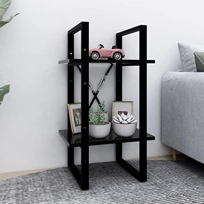 2-Tier Small Bookshelf, 2 Shelf Bookcase in Black, Engineered Wood Book Cabinet for Home Office, 15.7x11.8x27.6 Inches - color: Black, size: 1 & 27.6"
