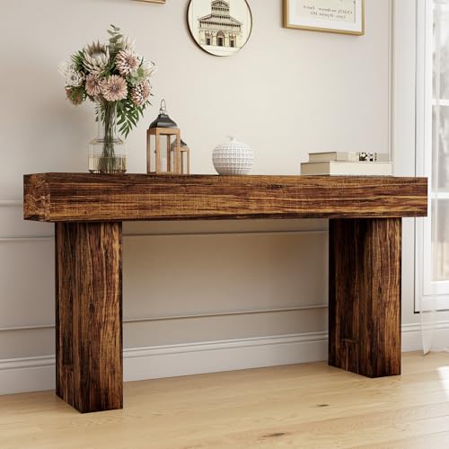 Spaco 63'' Long Console Table,2 Tier Farmhouse Entryway Table Sofa Table with Storage,Wood Behind Couch Table for Living Room, Hallway,Foyer (Dark Brown) - color: Dark Brown (63'')