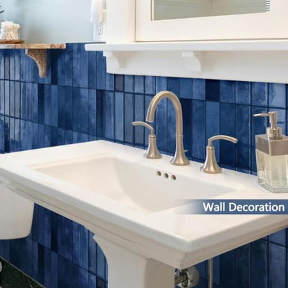 10 Sheets Upgraded Thicker Design Subway Tile Peel and Stick Backsplash | 12”×12”Self Adhesive Wall Tiles Stick on Back Splash for Kitchen,Bathroom,Camper(Blue) - color: Blue