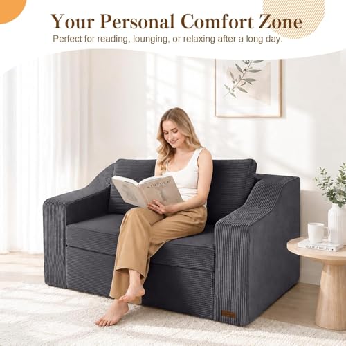 MeMoreCool Pull Out Loveseat Sleeper Sofa Bed, Small Couch, Grey | Love Seat Sleeper Bed, Pull Out Couch Bed, Boneless High Density Foam, 82x43 in Guest Bed, Fits Dorm RV & Small Spaces - color: Warm Grey
