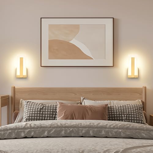 Joosenhouse Modern LED Wall Sconce Set of 2, Dimmable Hardwired Bathroom Vanity Light Indoor Wall Sconce for Hallway, Bedroom, Study, Living Room, 9.76 Inch Brass Wall Lights - color: Brass-Dimmable