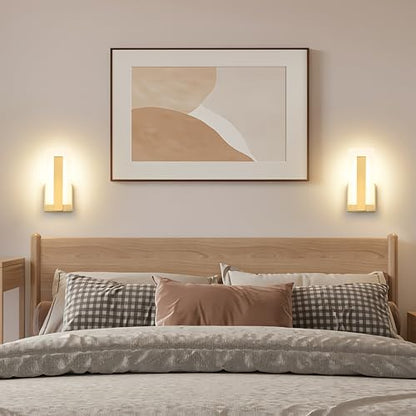Joosenhouse Modern LED Wall Sconce Set of 2, Dimmable Hardwired Bathroom Vanity Light Indoor Wall Sconce for Hallway, Bedroom, Study, Living Room, 9.76 Inch Brass Wall Lights - color: Brass-Dimmable