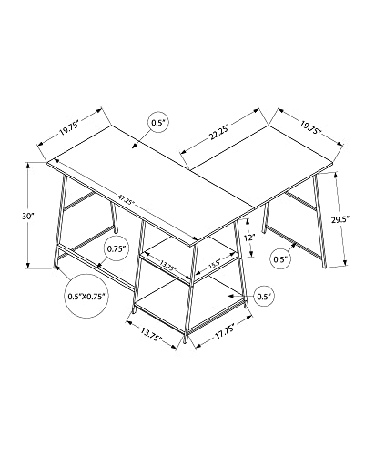 Computer Desk L-Shaped Corner Desk 48" 3-Tier Writing Desk with Storage Shelves, Espresso Laminate Top, Black Metal Sawhorse Legs, Space-Saving Home Office Laptop Workstation