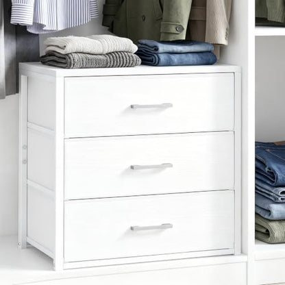 Fixwal Closet Drawers for Clothes, 1 Pack, 3 Drawers Dresser, 21.2" Wide | height 23.6", 3 fabric storage drawers, wooden top, white, spacious storage, dresser for bedroom - size: 15.7"D x 21.2"W x 23.6"H
