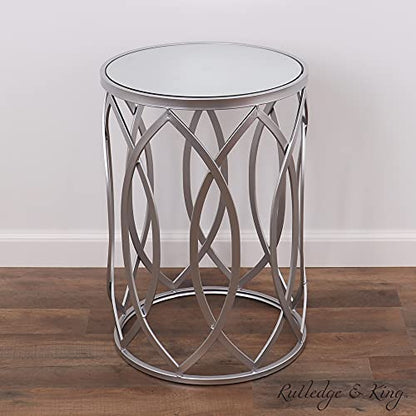 Nested Metal Side Tables - Set of 2 for Living Room & Bedroom (Silver) - color: Trinity - Silver