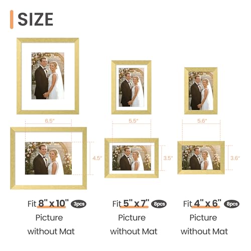 upsimples Picture Frames set of 19, Including 8x10, 5x7, 4x6 Gold Frame | Multi Picture Frames Collage Wall Decor, Gallery Wall Frame Set, Gift For Christmas, Mothers' day, Wedding, Dorm, Living Room - color: Gold