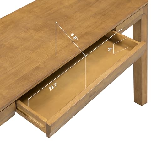 Flow 47-Inch Console Table, Modern Solid Wood Entryway Table with Hidden Drawer, Waterproof & Heat Resistant, Narrow Table for Hallway, Living Room & Foyer, Teak Look - color: Teak Look, size: 47 Inch, style: Console
