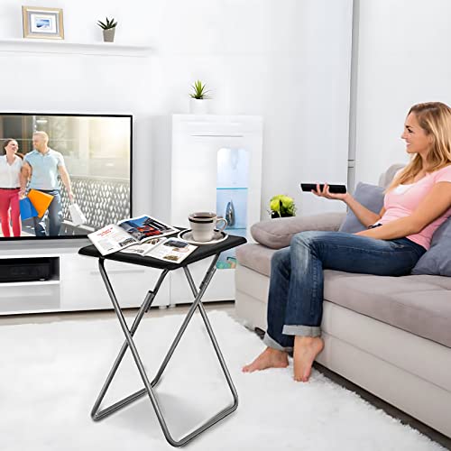 Folding TV Tray Table,TV Dinner Table with Sturdy MDF Top,Eating Trays for Living Room with No Assembly Required, 15 x 18.9 x 26 in(Black,1PC) - color: Black, size: 1pc
