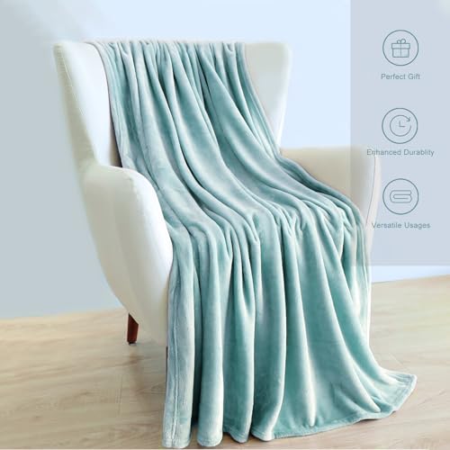 TASTHROW Bluishgreen Throw Blanket 50x60 Inches | Soft Plush Cozy Fleece Flannel Throw Blanket, Lightweight Warm Throws for Bed, Couch, Bedroom and Living Room, All Seasons - color: Bluishgreen, size: 50"x60"