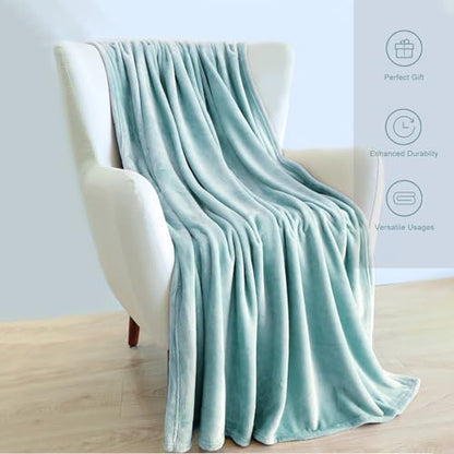 TASTHROW Bluishgreen Throw Blanket 60x80 Inches | Soft Plush Cozy Fleece Flannel Throw Blanket, Lightweight Warm Throws for Bed, Couch, Bedroom and Living Room, All Seasons - color: Bluishgreen, size: 60"x80"