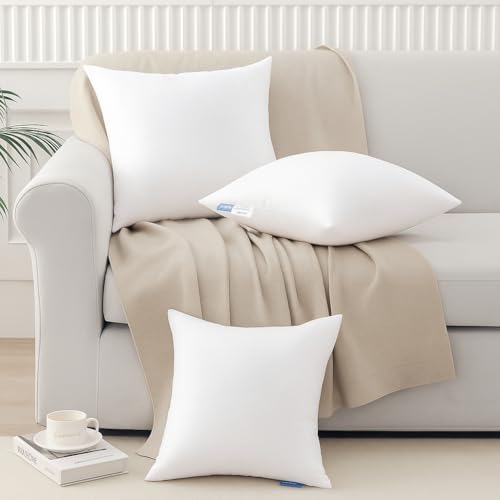 Leeden 18x18 Pillow Inserts Pack of 2, 18 Inch Throw Pillow Inserts, Soft Fluffy Decorative Square Throw Pillows for Couch, Sofa, Bed, and Home Decor White Pillows - size: 18x18 Inch