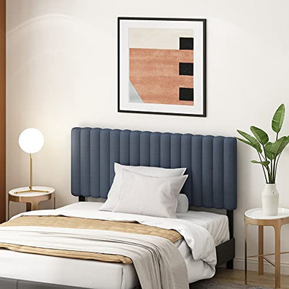 Furinno Roanne Upholstered Tufted Headboard, Full, Denim - color: Denim, style: Full-Lines