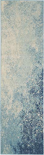 Nourison Home Passion Navy/Light Blue 2'2'' x 10' Area-Rug, Modern, Abstract, Easy-Cleaning, Non Shedding, Bed Room, Living Room, Dining Room, Kitchen, (10' Runner) - color: Navy Light Blue, size: 2'2" x 10' (Runner)