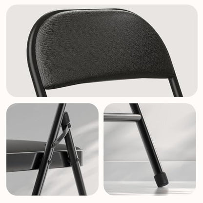 Nazhura 4 Pack Folding Chairs, Fabric Dining Chair Set with Padded Cushion and Back, Indoor Outdoo Seat for Home Office Events Wedding Party (Charcoal Fabric Seating) - color: Charcoal