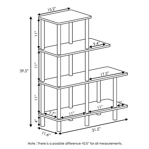 FURINNO Turn-N-Tube 4-Tier Cube Ladder Shelf, Espresso/Black - color: Espresso/Black, style: 4-Tiers, Cube Ladder