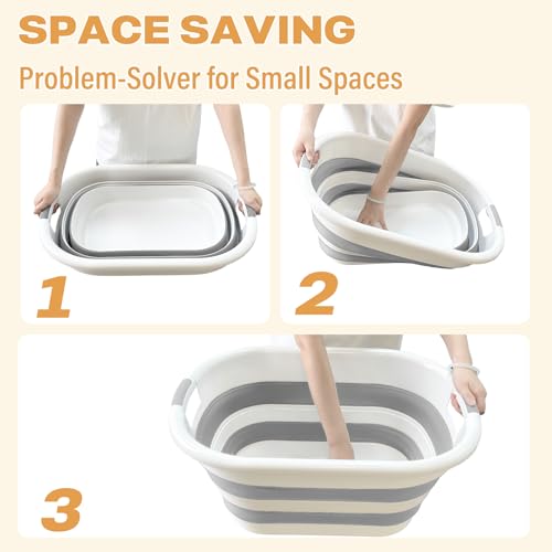 43L(11.5Gallon) Collapsible Laundry Baskets Plastic (Grey, 2 Packs) | Pop Up Laundry hamper/Storage Container, Foldable Laundry Basket with Large Capacity,Sturdy,Space Saver - color: Grey