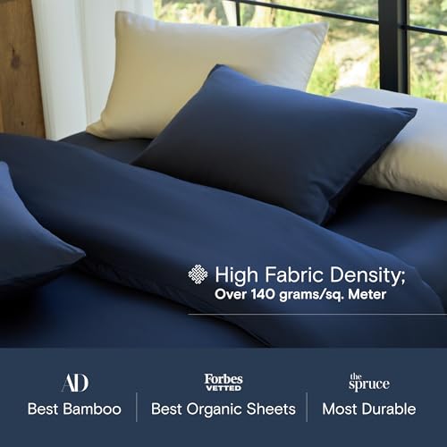 DOZ Duvet Cover Set, 100% Viscose derived from Bamboo, Organically Grown, Buttery Soft, Cooling Duvet Covers, High GSM, 1 Duvet Cover and 2 Pillowcases, 106"x90" (Sapphire, King/Cal King) - color: Sapphire, size: King/Cal King