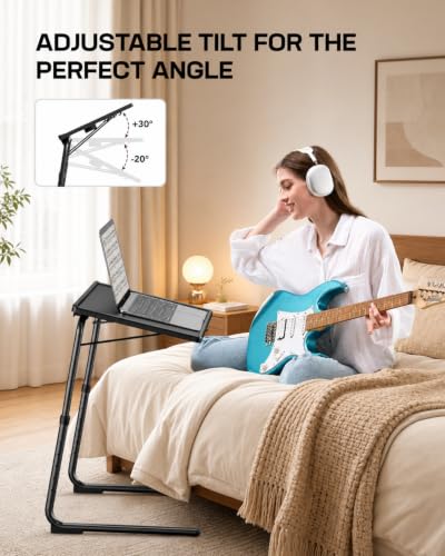 TV Tray - TV Table for Eating, Folding Table Trays with 6 Height & 3 Tilt Angle, TV Tray Table with Cup Holder, Dinner Tray for Eating or Working on Couch, Bed, Living Room, Home & Office - size: 1pcs