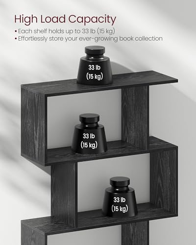 VASAGLE CUSTOS Collection - Bookshelf, 5-Tier Bookcase, Tall Display Shelf, Freestanding Storage Shelf, Room Divider, for Home Office, Living Room, Bedroom, Study, Ebony Black ULBC062T56 - color: Ebony Black, style: 5-Tier (27.6"W)
