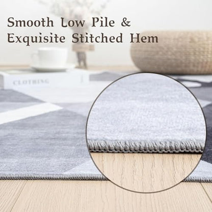 HOMFINE Washable Modern Area Rug - Geometric Style 6x9 Rugs for Living Room, Bedroom, Machine Washable Rug Soft Non Slip Non Shedding Area Rug - Grey, 6'x9' - color: Grey, size: 6' x 9' (Rectangular)