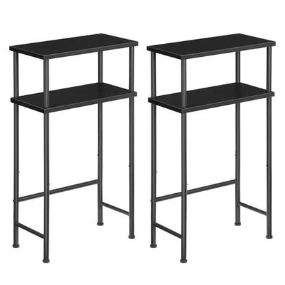 HOOBRO Narrow Console Table for Small Space, Set of 2, 15.7" Entryway Table with Storage, 2 Tier Sofa Table with 2 Shelves, Skinny Console Tables for Entryway, Hallway, Foyer, Black BB40XGP201 - color: Black