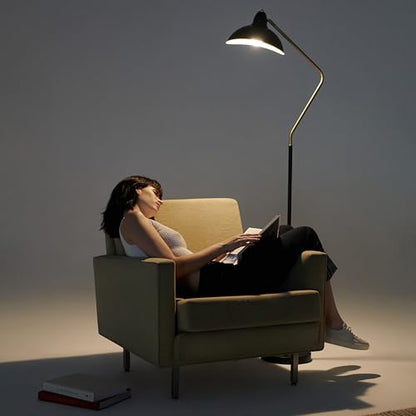 Brightech Swoop 69 in. Classic Black Industrial 1-Light Adjustable LED Floor Lamp with Black Metal Bowl Shade FL-SWP-BLK - color: Black
