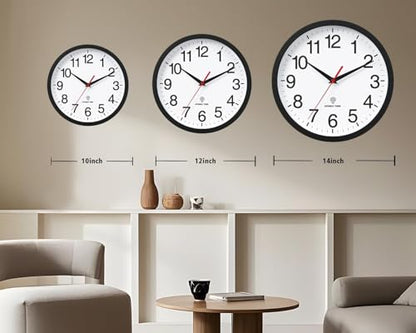 Wall Clock Analog 10 Inch Atomic Battery Operated Silent Clock | Black, Easy To Read, Non Ticking, Round, Accurate, Kitchen, Living Room, Classroom, Office, School - color: Atomic_black, size: 10 Inch